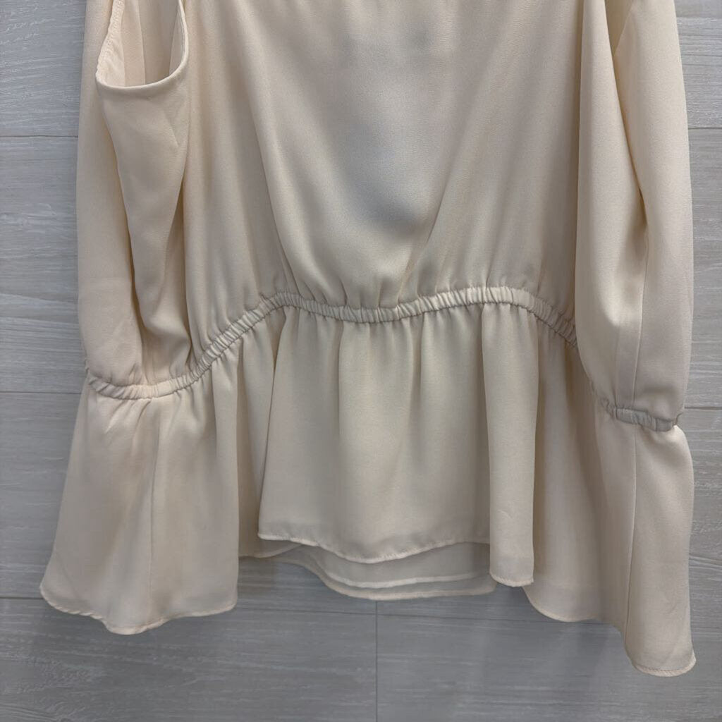 Express Cream Ruffle Detail Tank Top Large