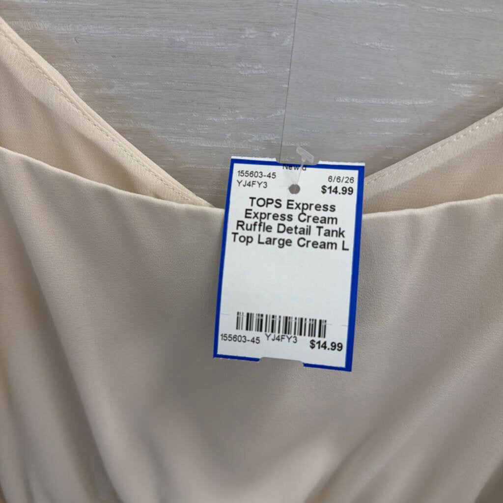 Express Cream Ruffle Detail Tank Top Large