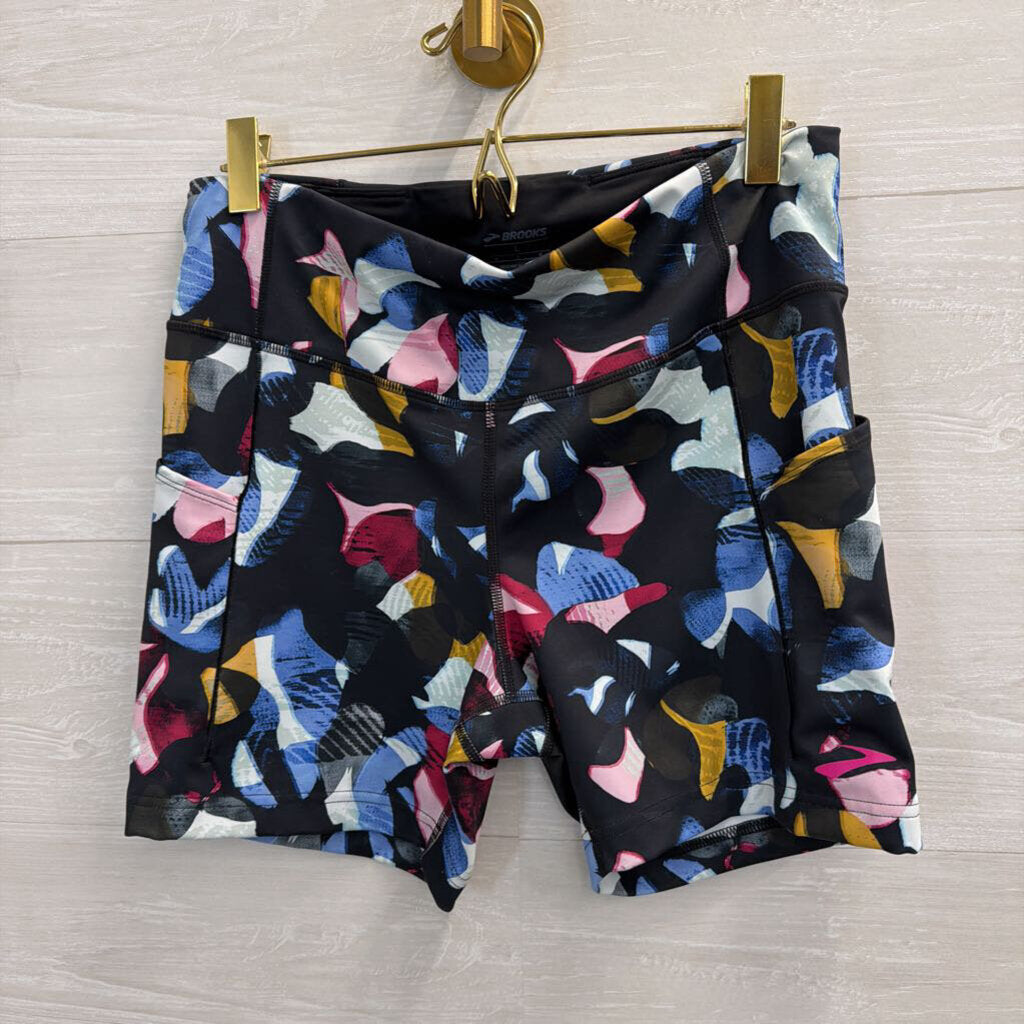 Brooks Blue/ Multi Print Athletic Shorts Large