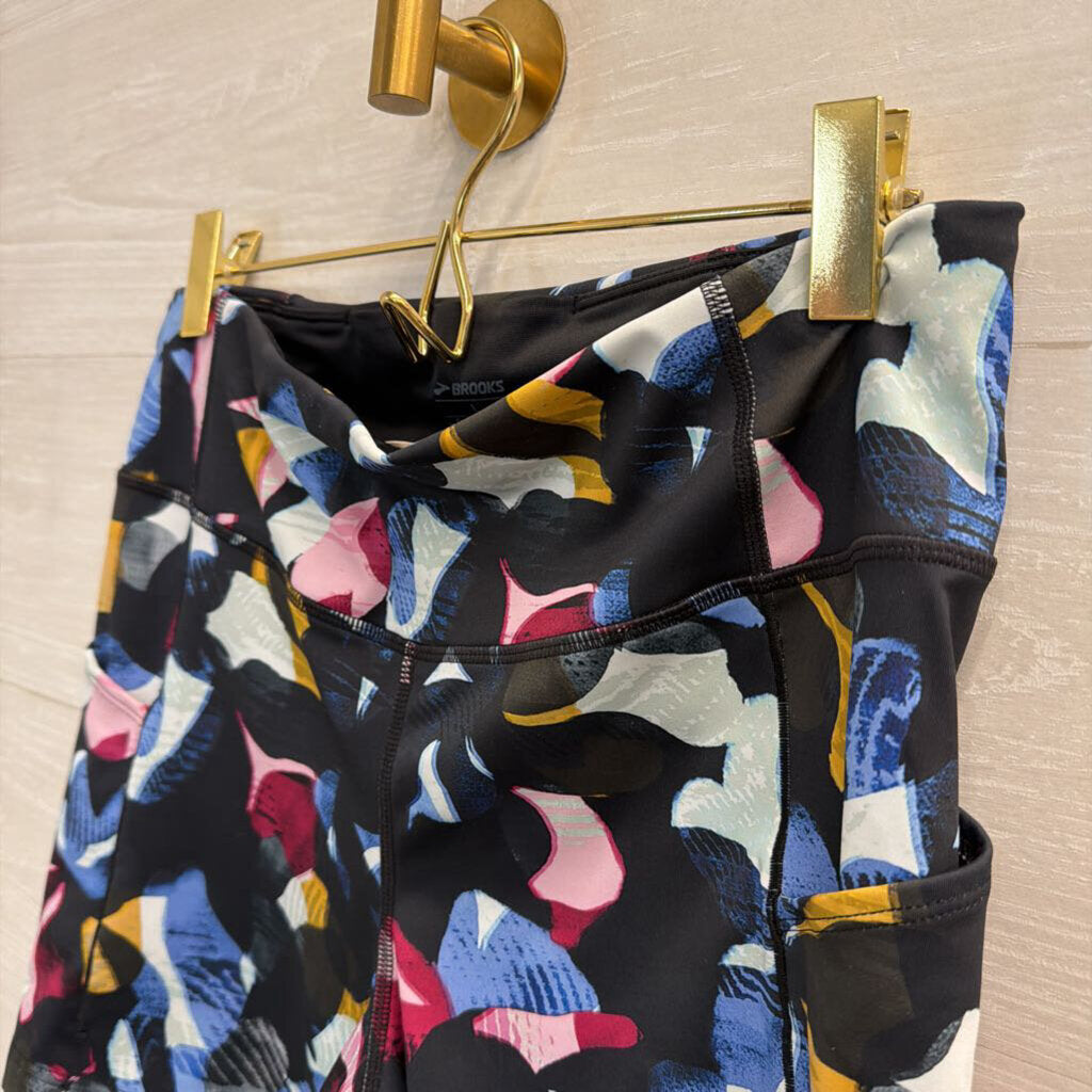 Brooks Blue/ Multi Print Athletic Shorts Large