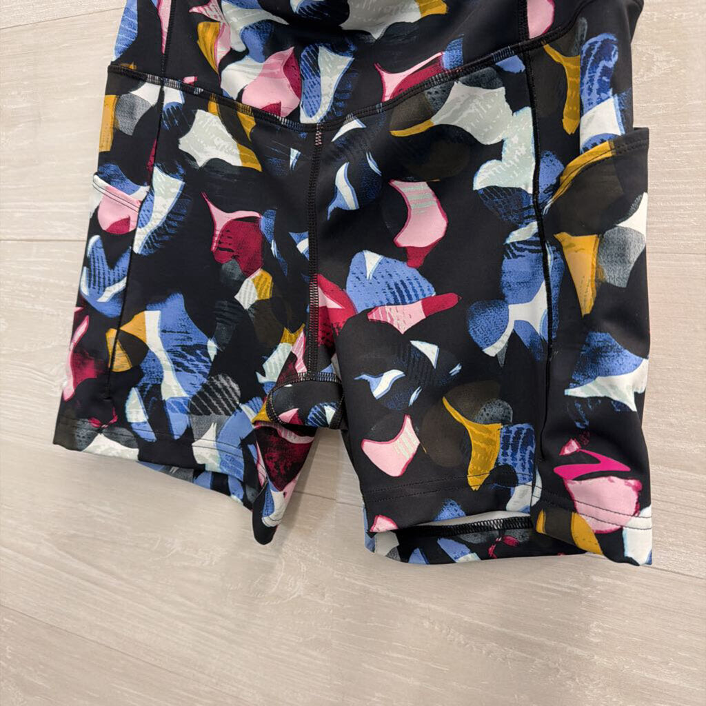 Brooks Blue/ Multi Print Athletic Shorts Large