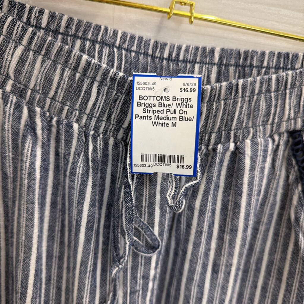Briggs Blue/ White Striped Pull On Pants Medium