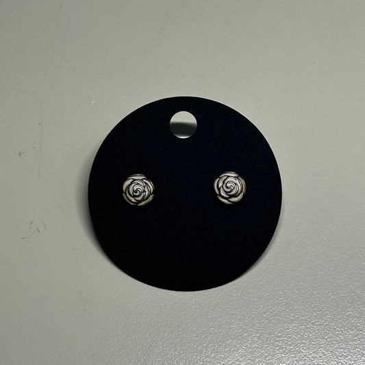 Sterling Silver 925 Rose Stud Earrings