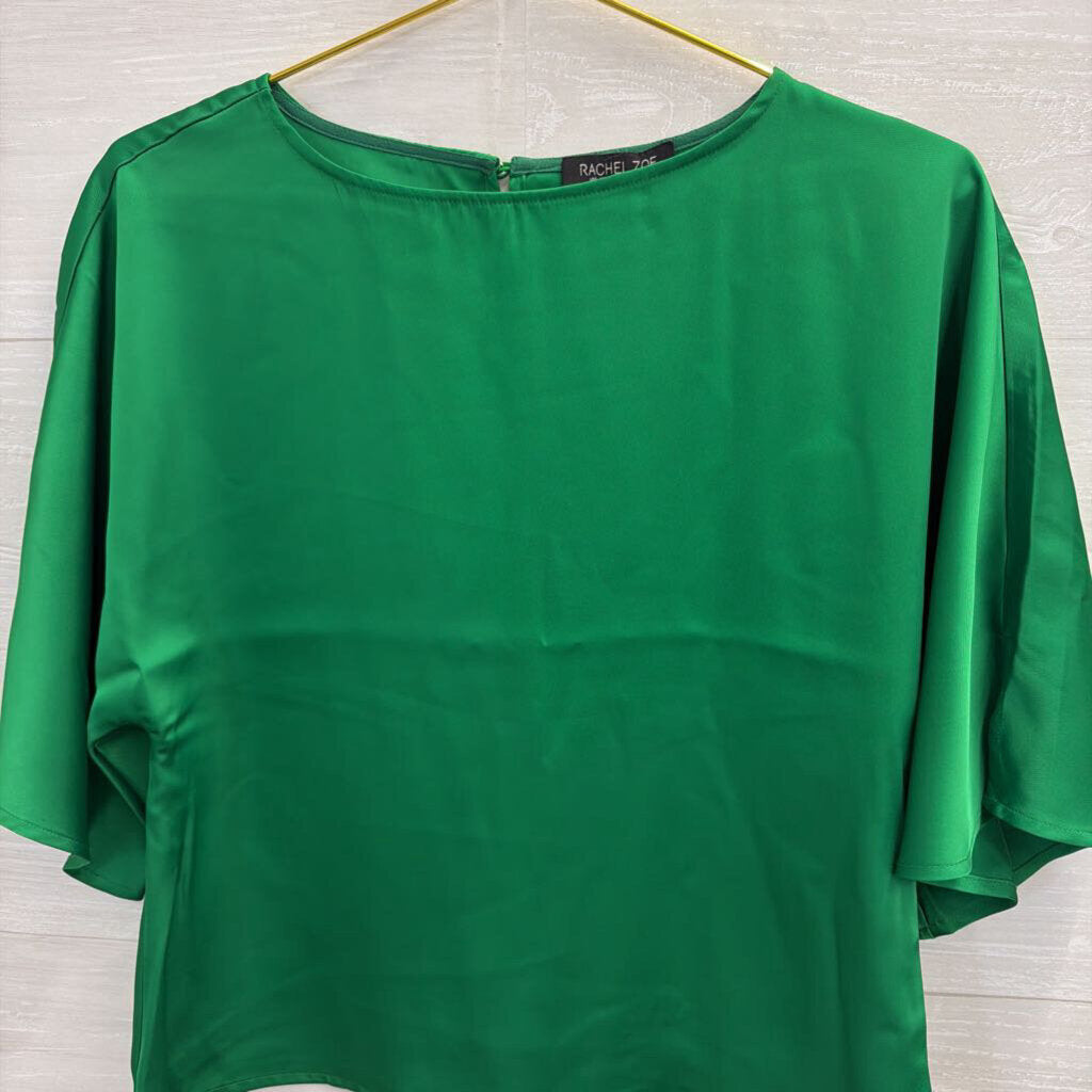 Rachel Zoe Green Silky Short Sleeve Top Small