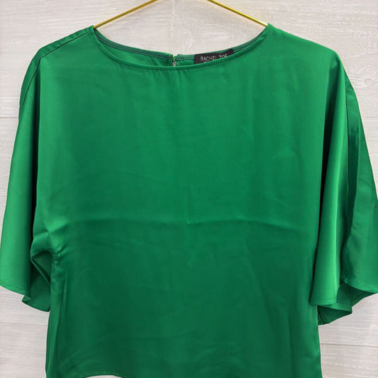 Rachel Zoe Green Silky Short Sleeve Top Small
