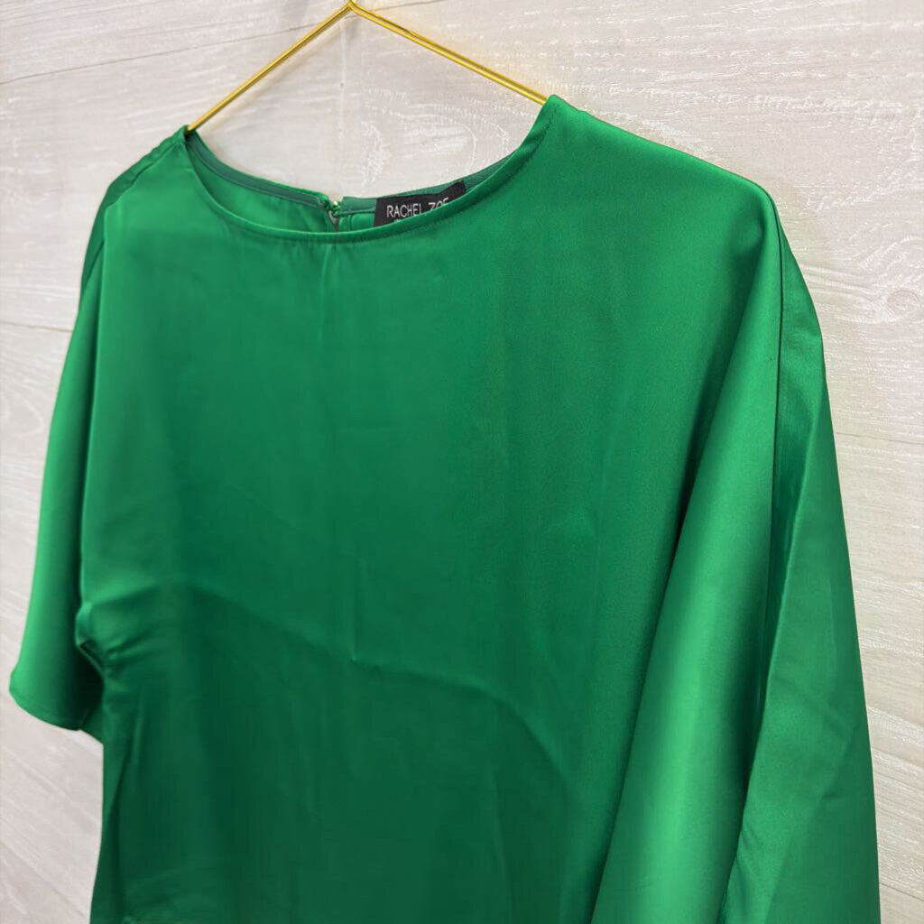 Rachel Zoe Green Silky Short Sleeve Top Small