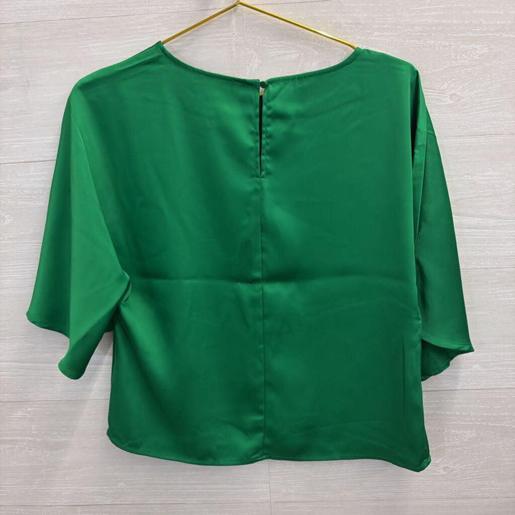Rachel Zoe Green Silky Short Sleeve Top Small