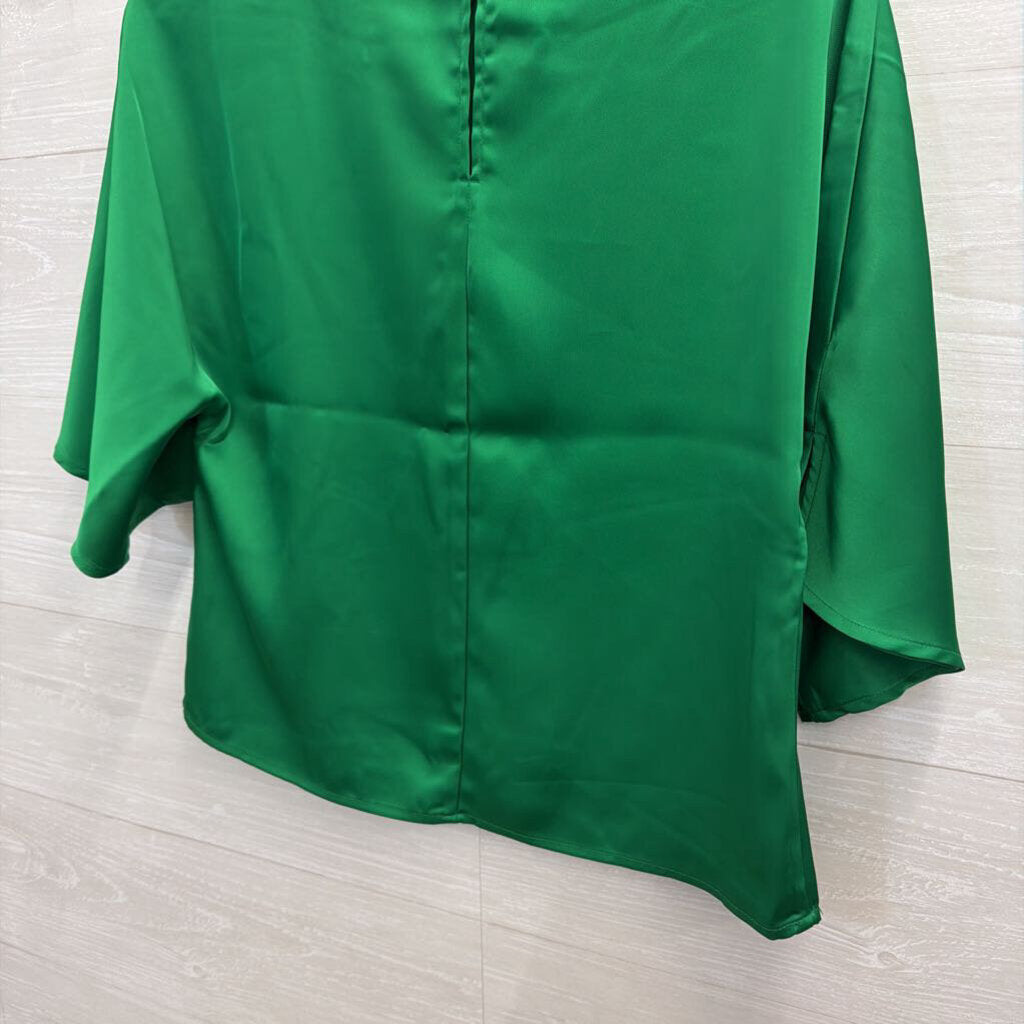 Rachel Zoe Green Silky Short Sleeve Top Small