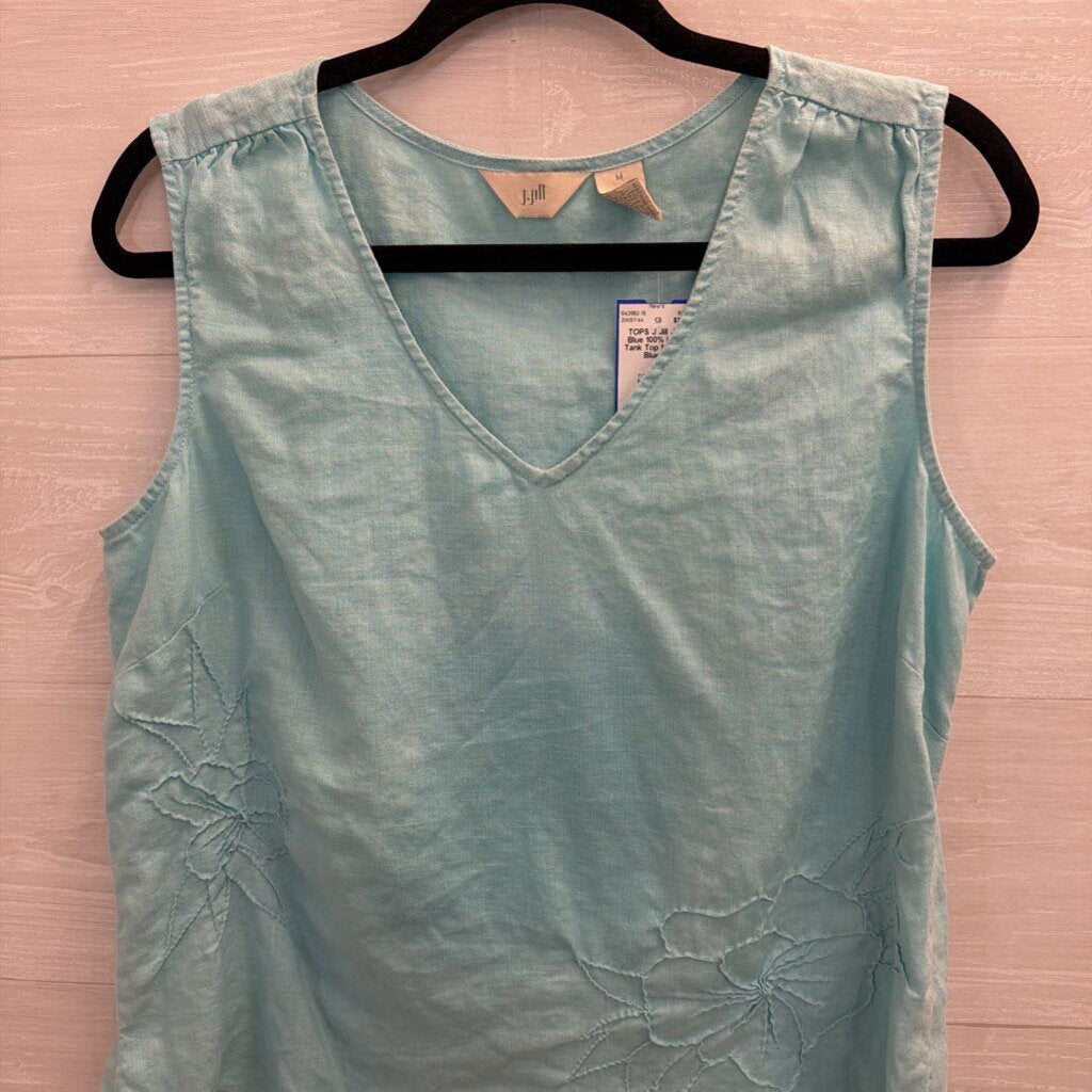 J Jill Blue 100% Linen Tank Top Medium