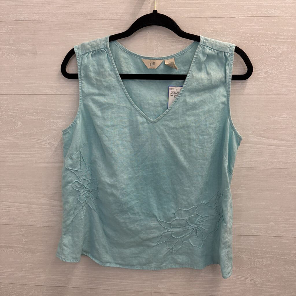 J Jill Blue 100% Linen Tank Top Medium