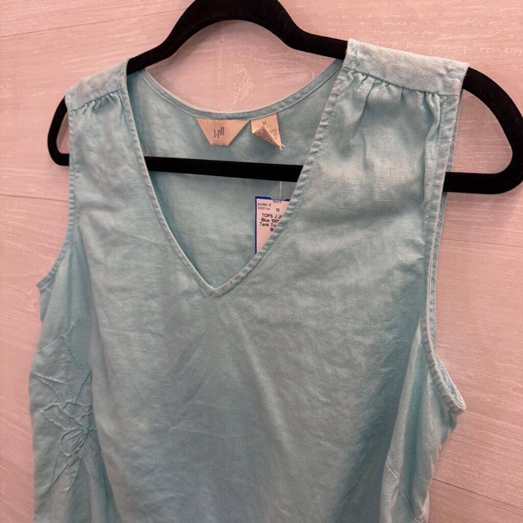 J Jill Blue 100% Linen Tank Top Medium