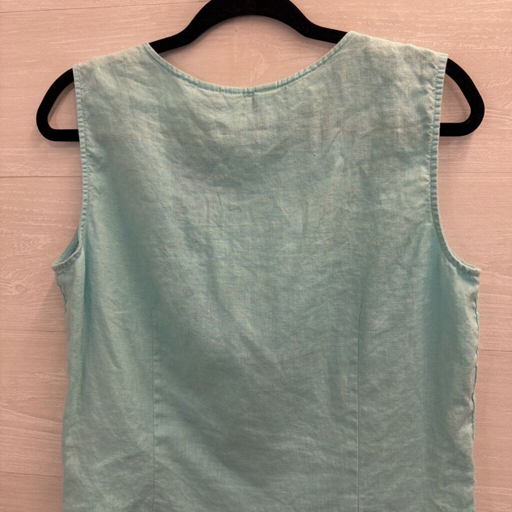 J Jill Blue 100% Linen Tank Top Medium