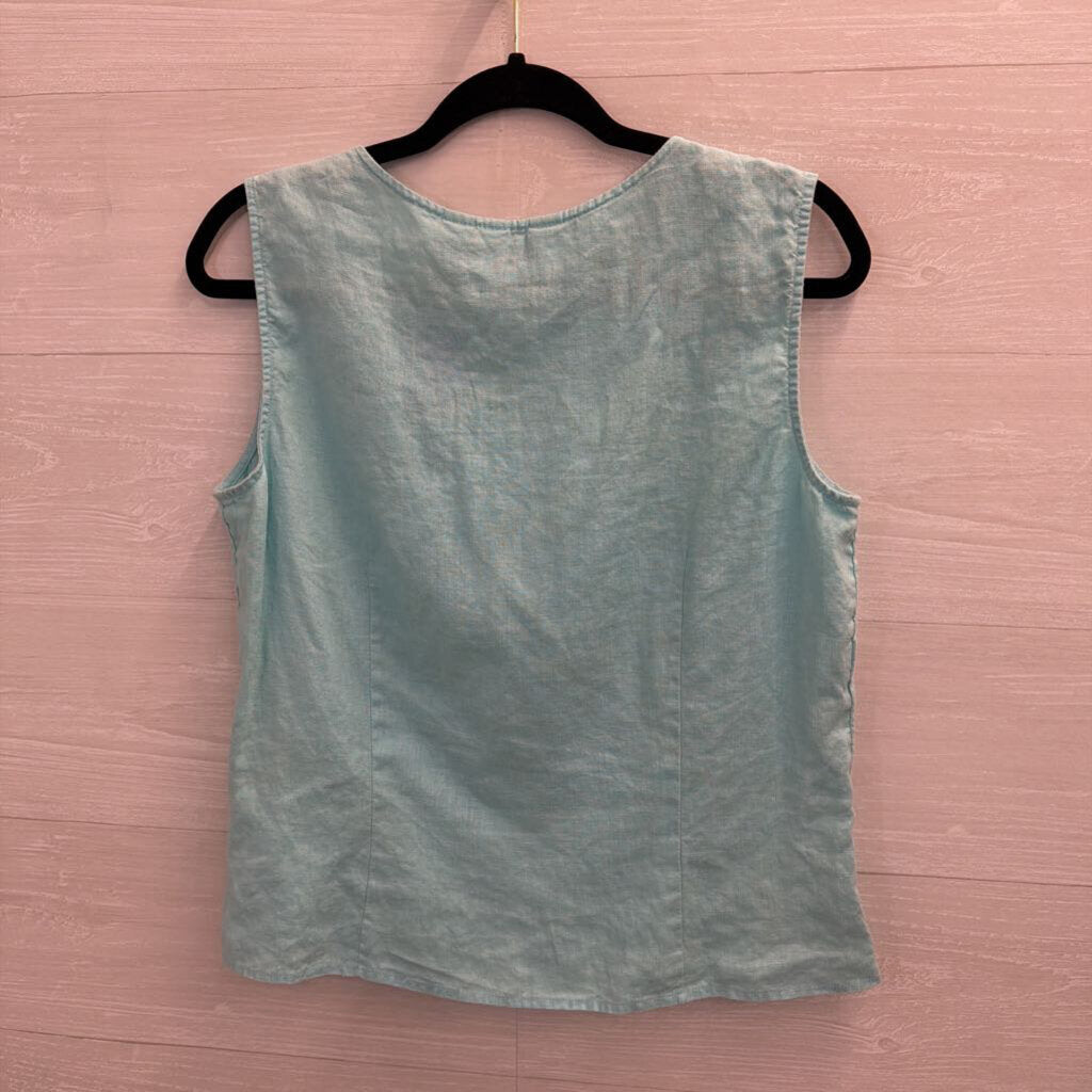J Jill Blue 100% Linen Tank Top Medium
