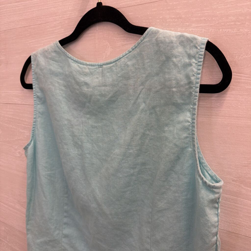 J Jill Blue 100% Linen Tank Top Medium