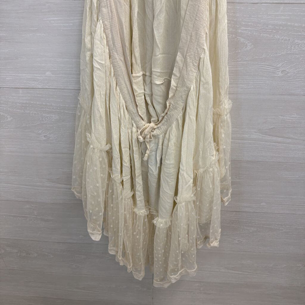 Cream Halter Neck Polka Dot Hem Mini Dress 1XL