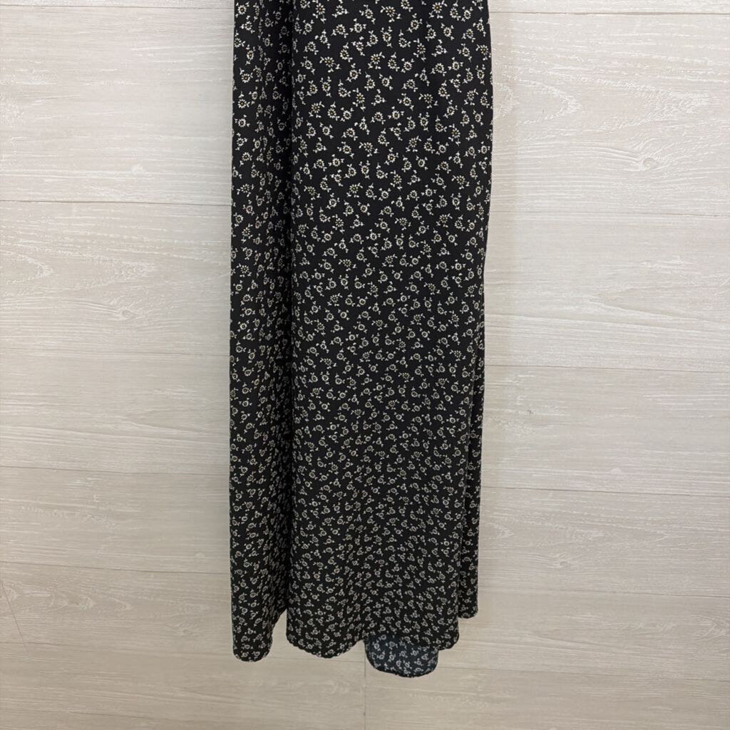 Lily Rose Black Print Halter Neck Tie Back Midi Dress Small