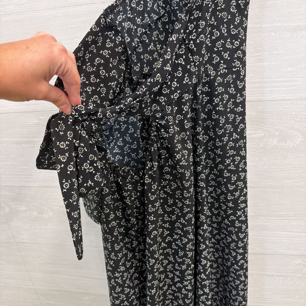 Lily Rose Black Print Halter Neck Tie Back Midi Dress Small