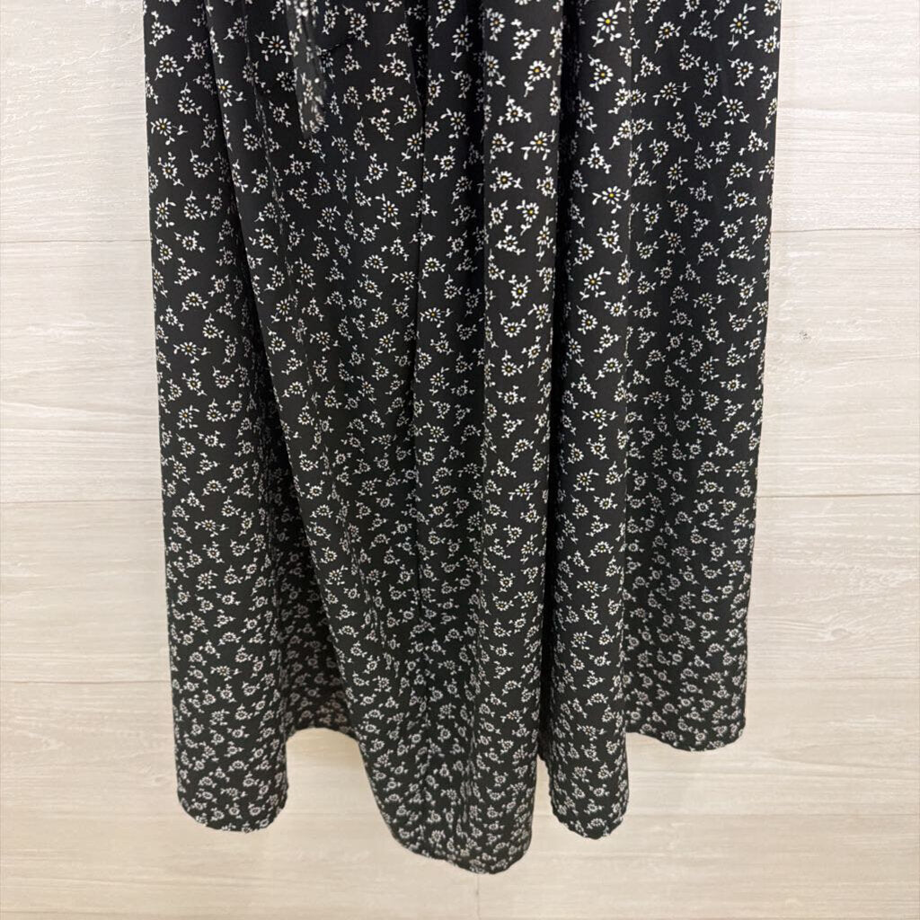 Lily Rose Black Print Halter Neck Tie Back Midi Dress Small