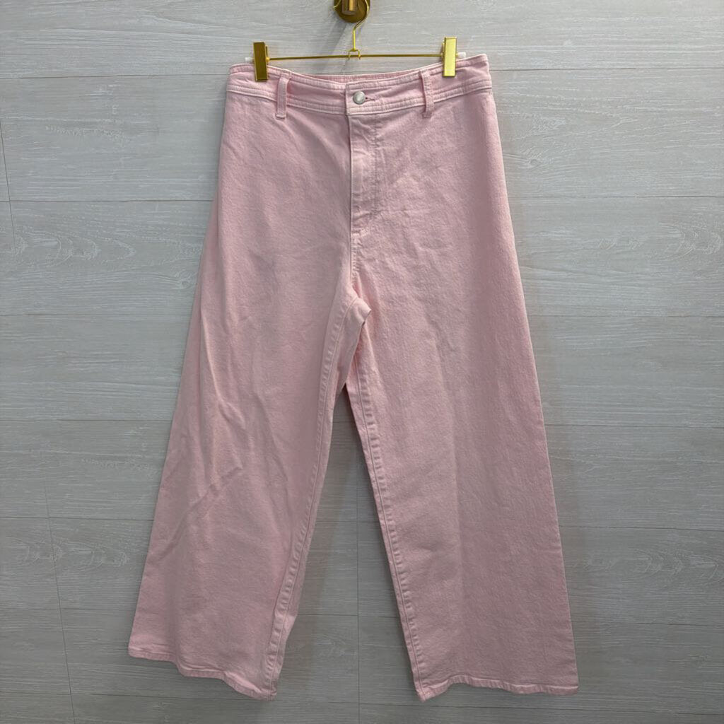 Pink Wide Leg Denim Jeans 8