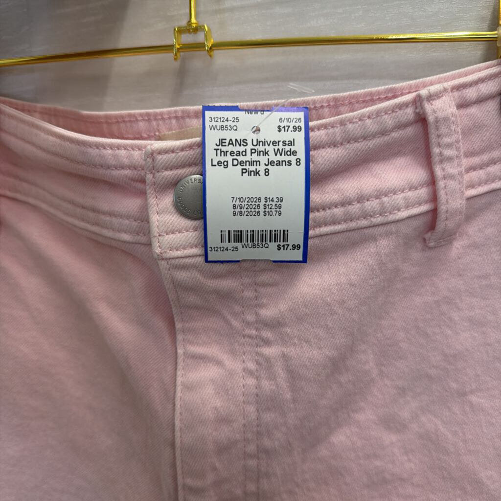 Pink Wide Leg Denim Jeans 8