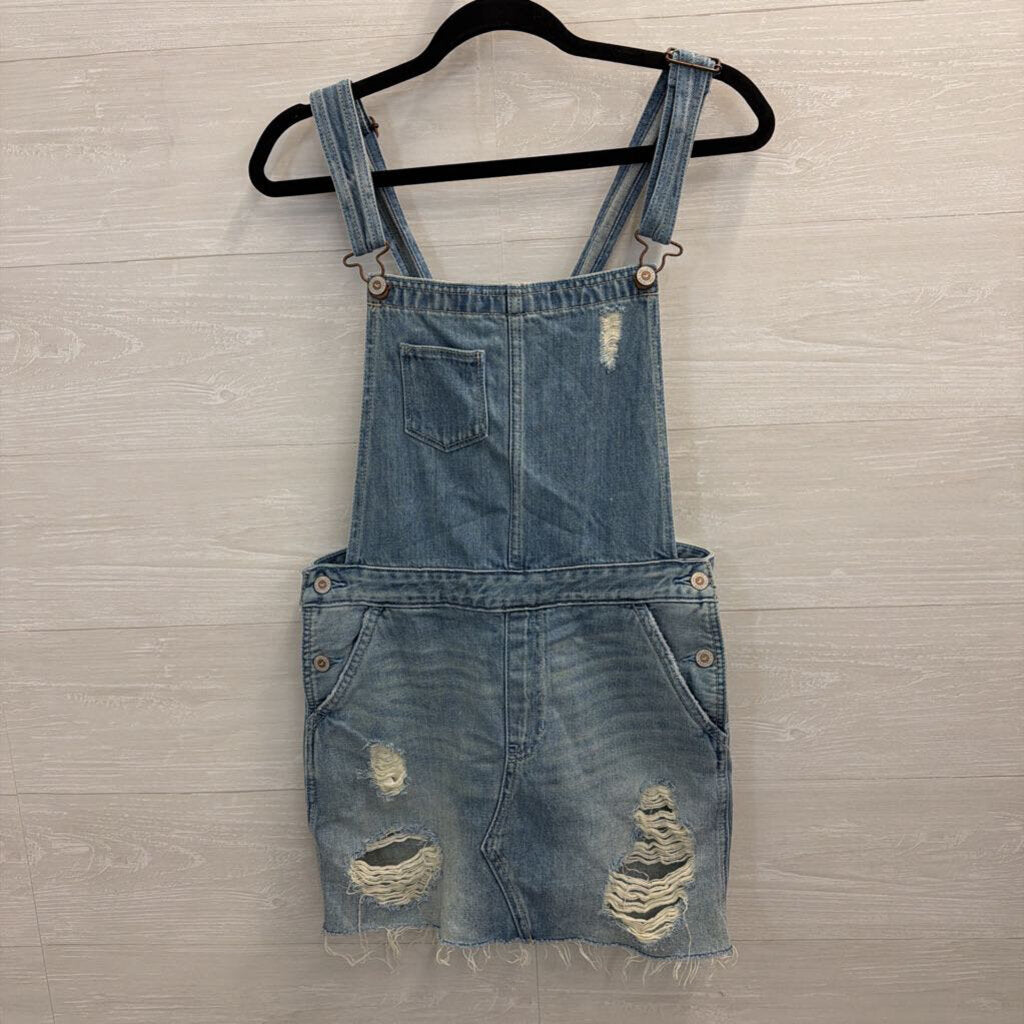 Hollister Light Wash Denim Skirt Overall Dress Medium