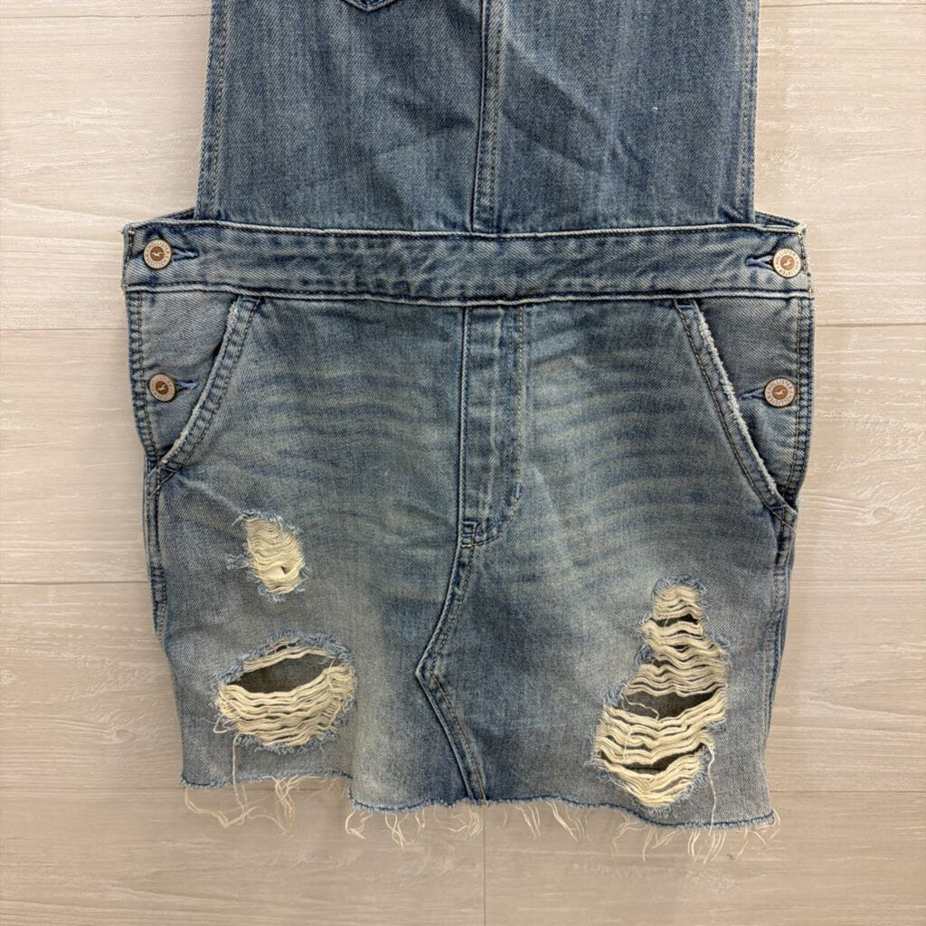 Hollister Light Wash Denim Skirt Overall Dress Medium