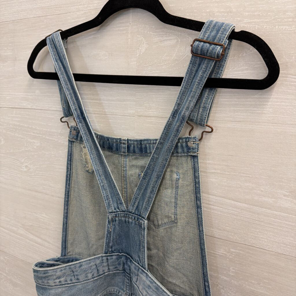 Hollister Light Wash Denim Skirt Overall Dress Medium