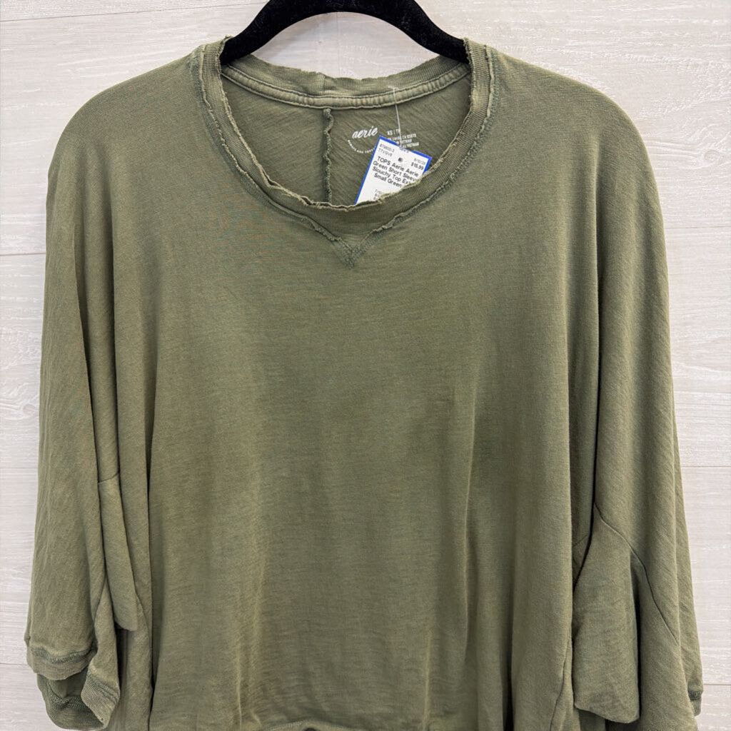 Aerie Green Short Sleeve Slouchy Top Extra Small