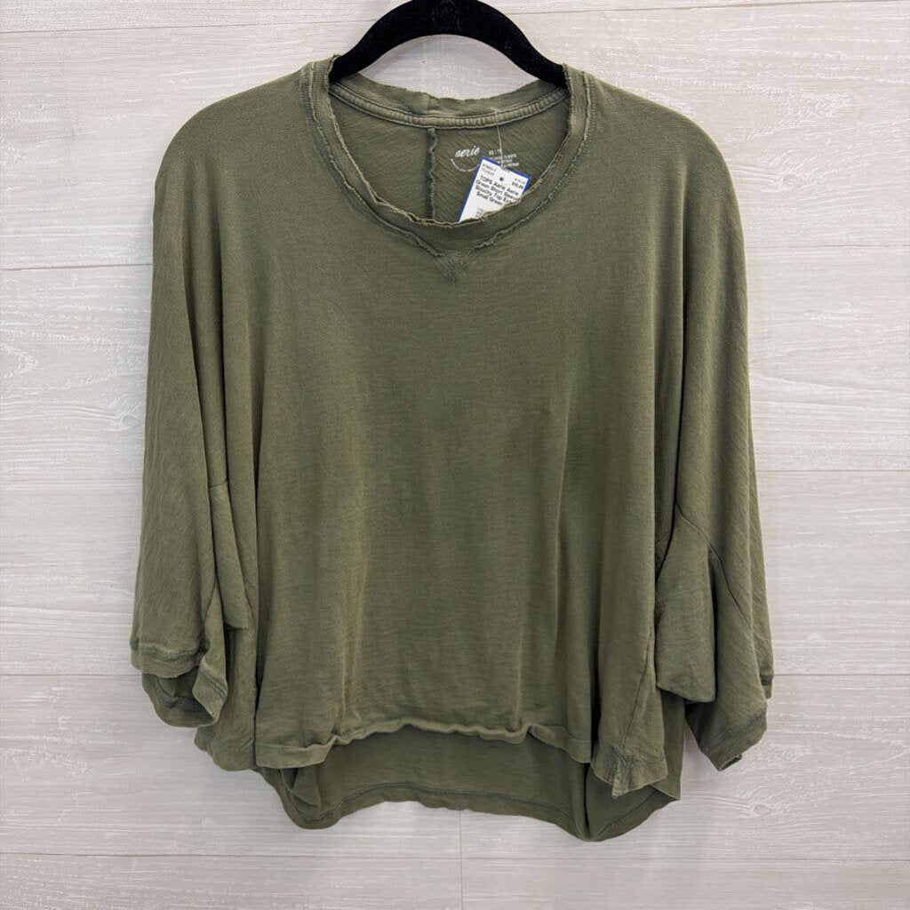 Aerie Green Short Sleeve Slouchy Top Extra Small