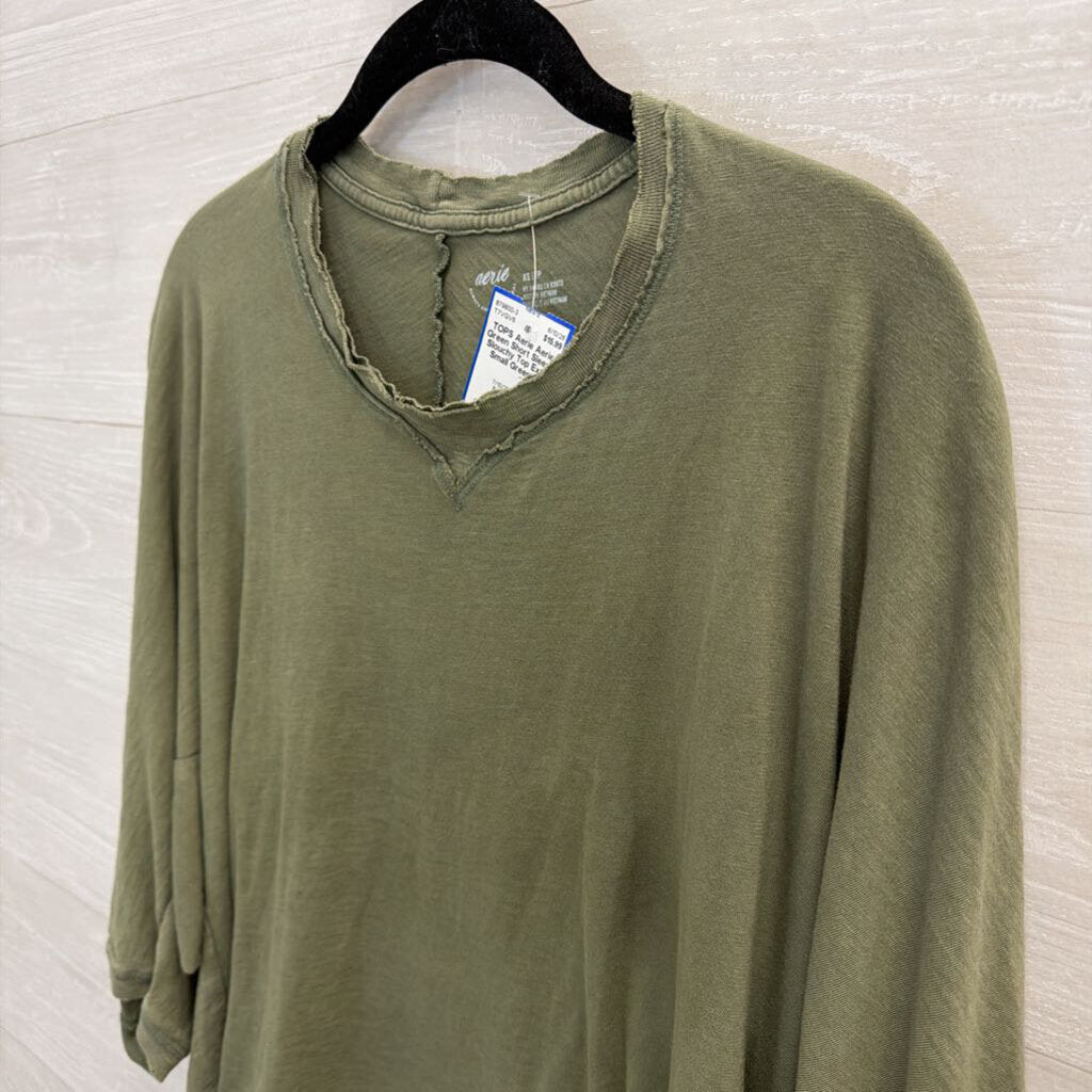 Aerie Green Short Sleeve Slouchy Top Extra Small