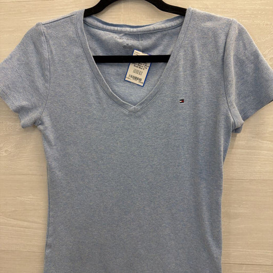 Tommy Hilfiger Blue V Neck Short Sleeve Top Small