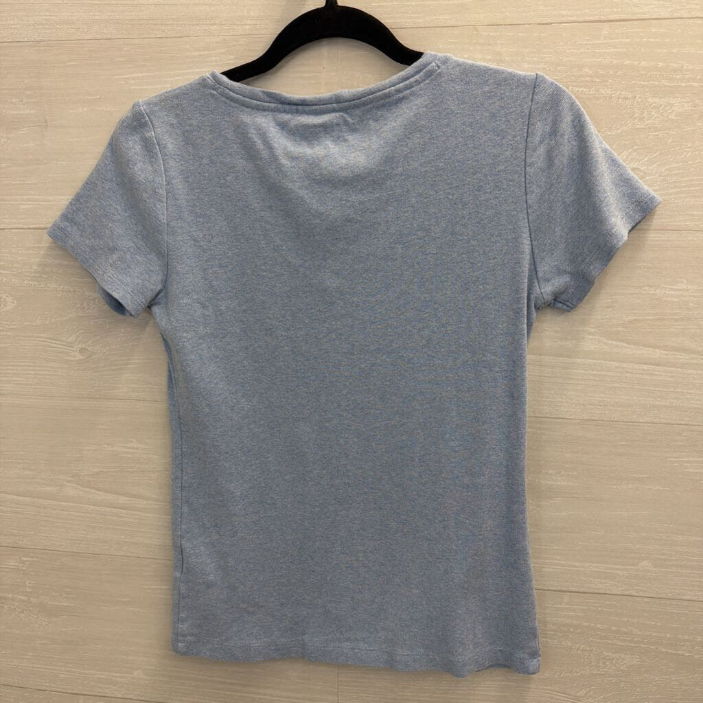 Tommy Hilfiger Blue V Neck Short Sleeve Top Small