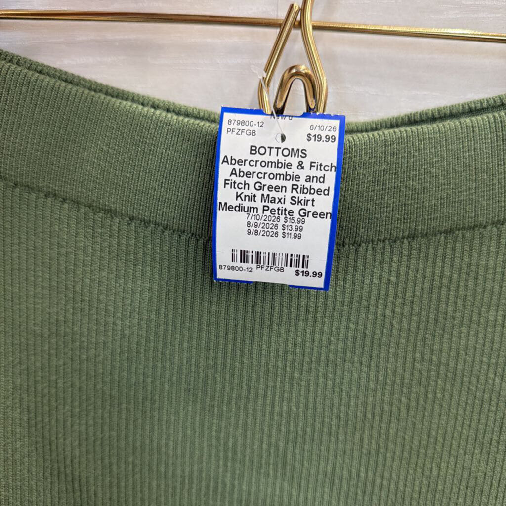 Abercrombie and Fitch Green Ribbed Knit Maxi Skirt Medium Petite