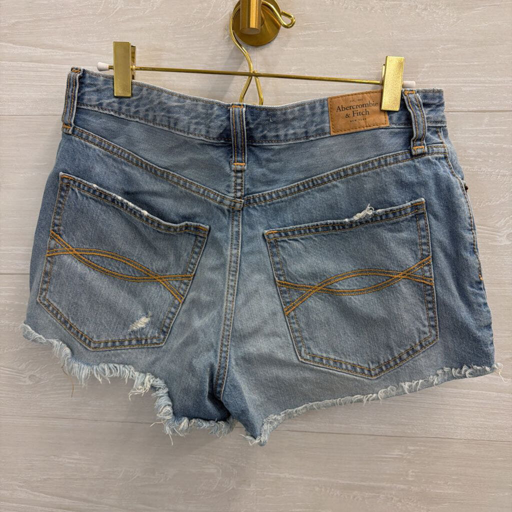 Abercrombie and Fitch Light Wash Distressed Cut Off Shorts 28
