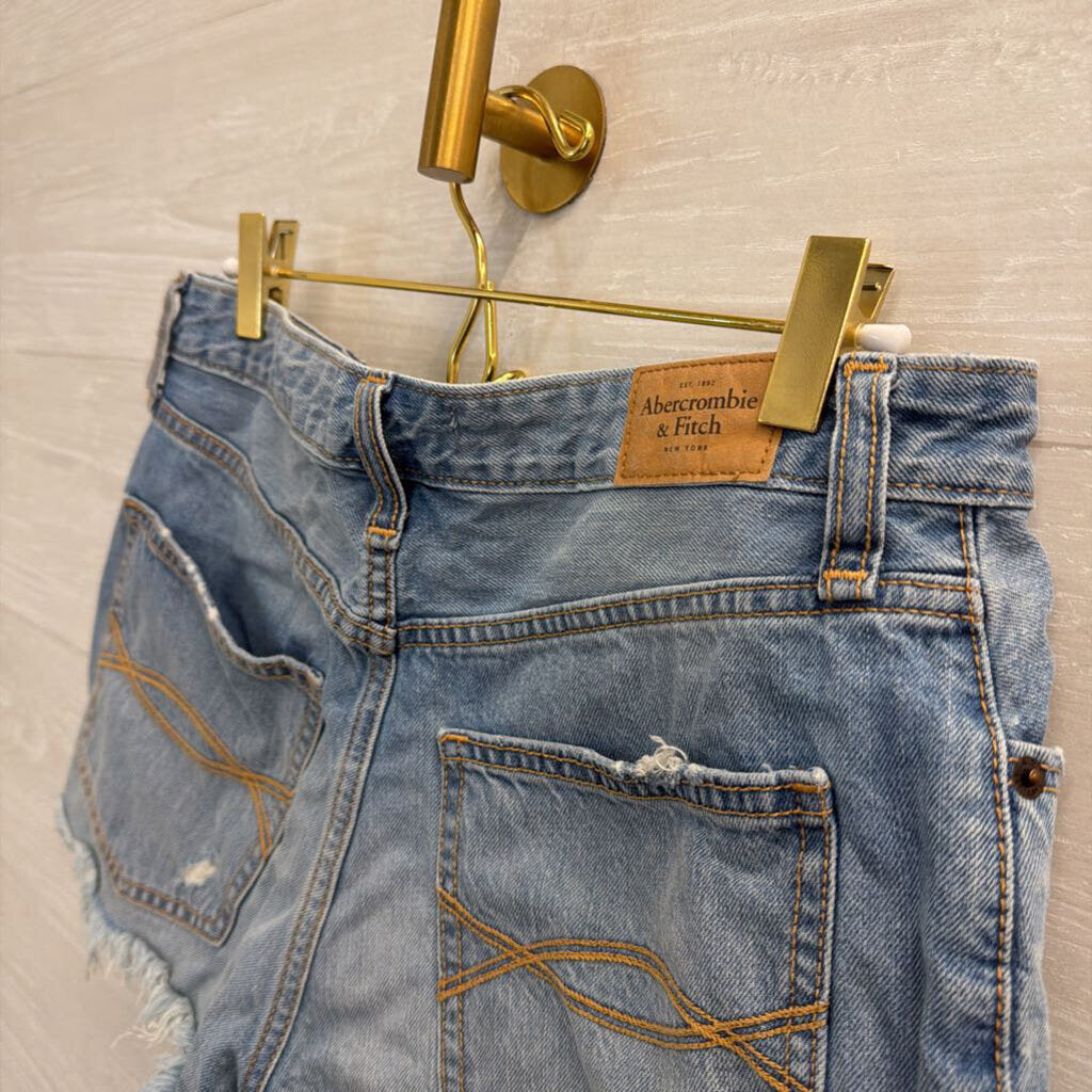 Abercrombie and Fitch Light Wash Distressed Cut Off Shorts 28