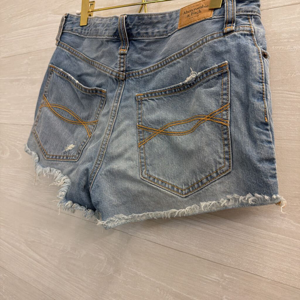 Abercrombie and Fitch Light Wash Distressed Cut Off Shorts 28