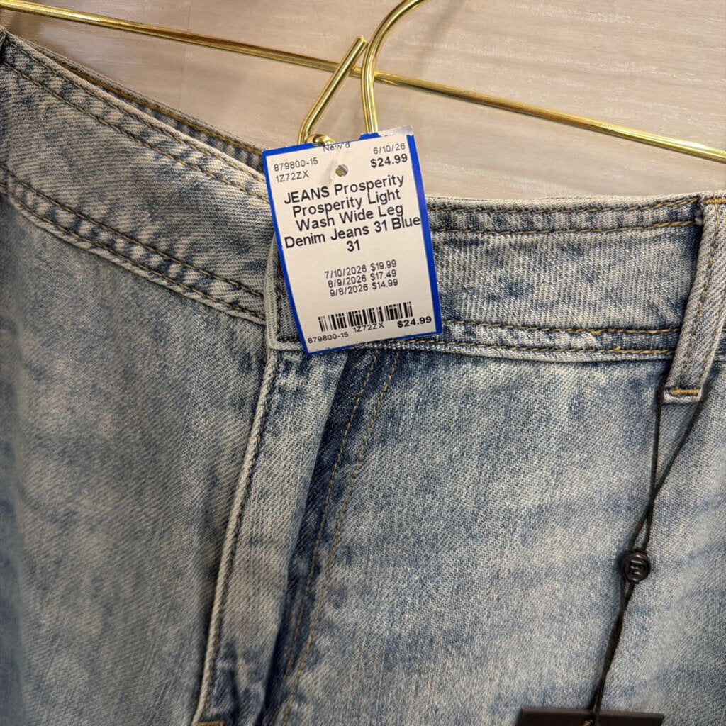 Prosperity Light Wash Wide Leg Denim Jeans 31