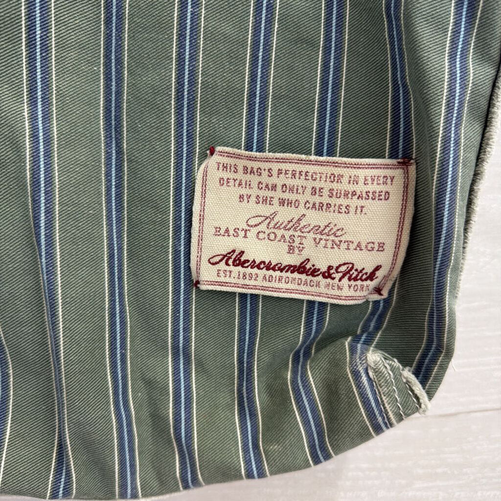 Vintage Abercrombie and Fitch Green/ Blue Striped Canvas Tote Bag
