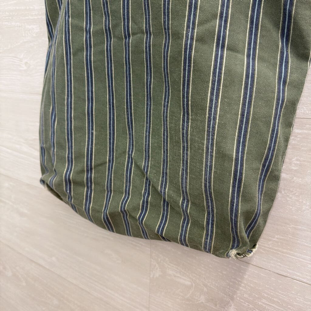 Vintage Abercrombie and Fitch Green/ Blue Striped Canvas Tote Bag