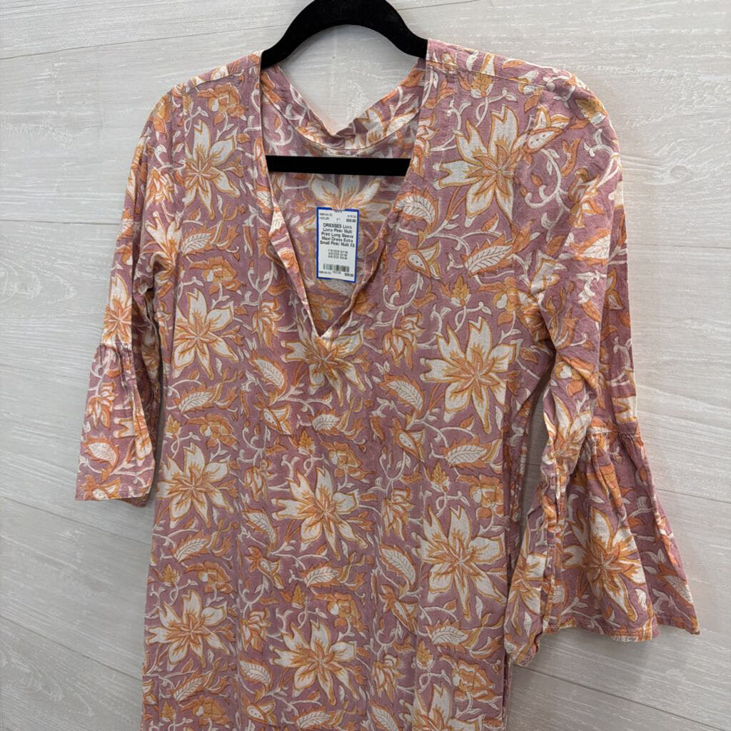 Livro Pink/ Multi Print Long Sleeve Maxi Dress Extra Small