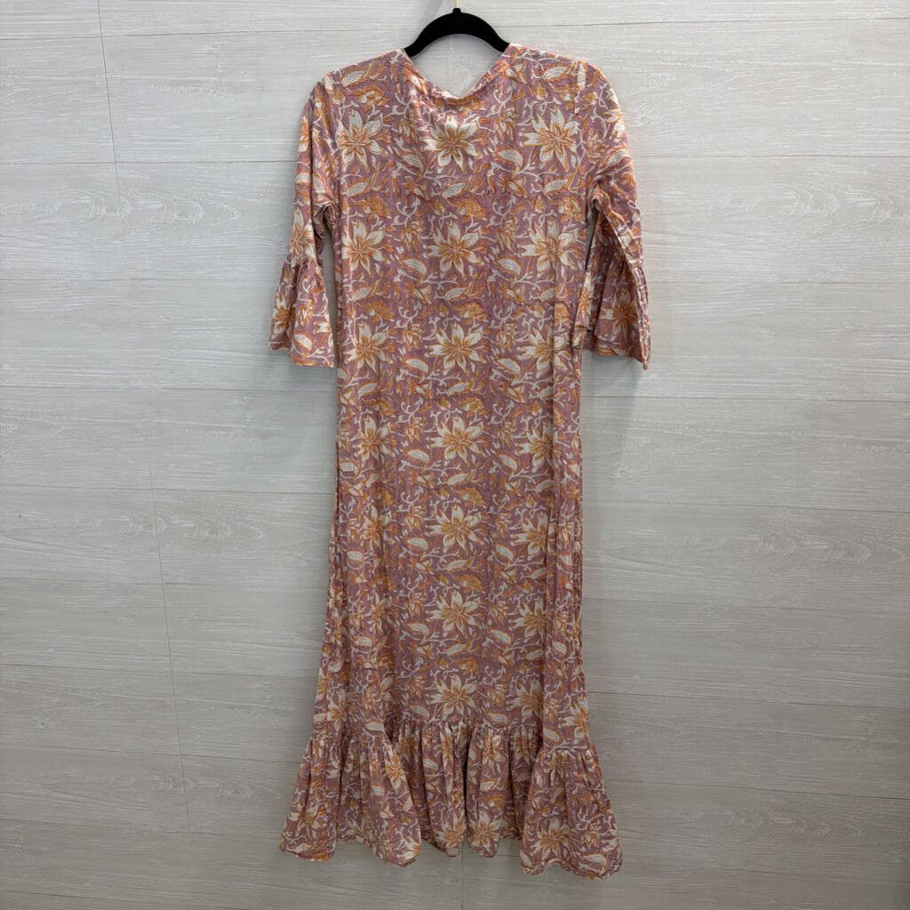 Livro Pink/ Multi Print Long Sleeve Maxi Dress Extra Small