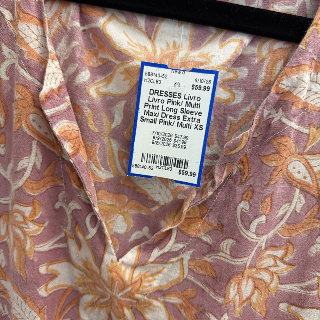 Livro Pink/ Multi Print Long Sleeve Maxi Dress Extra Small