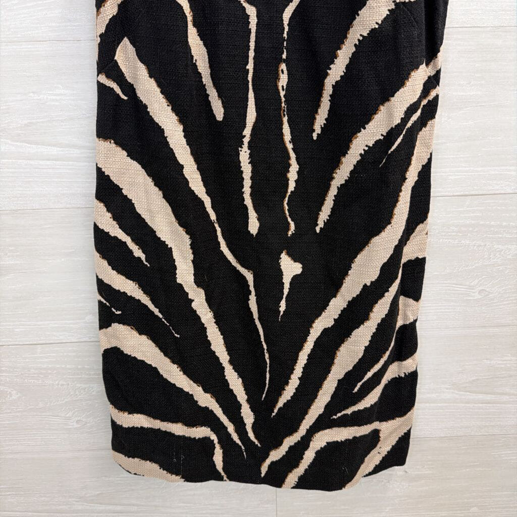 Loft Black/ Beige Print Sleeveless Shift Dress 0