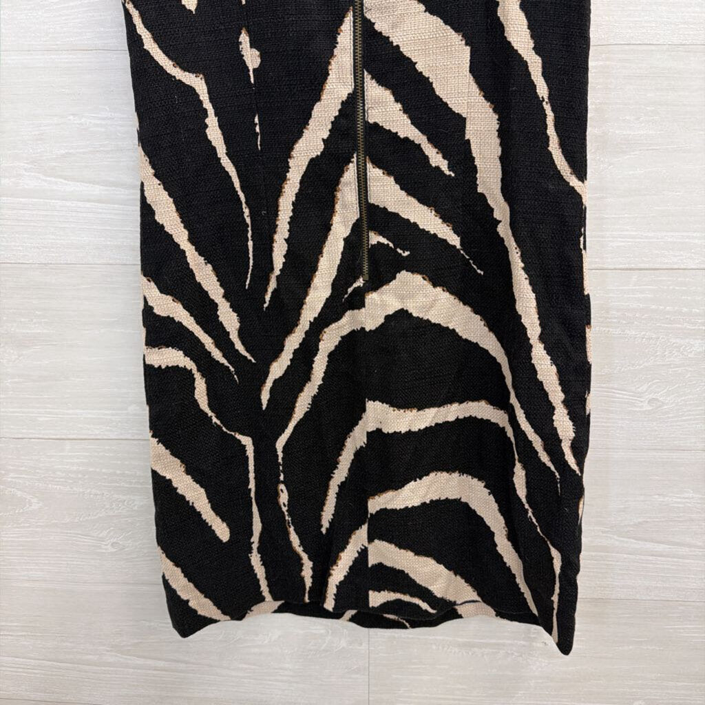 Loft Black/ Beige Print Sleeveless Shift Dress 0