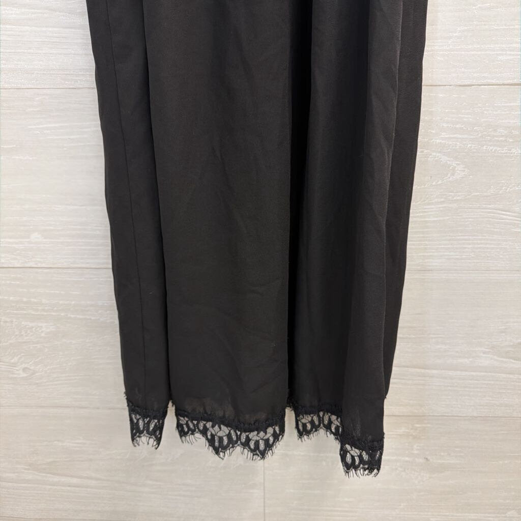 Lulus Black High Neck Lace Hem Dress Extra Small