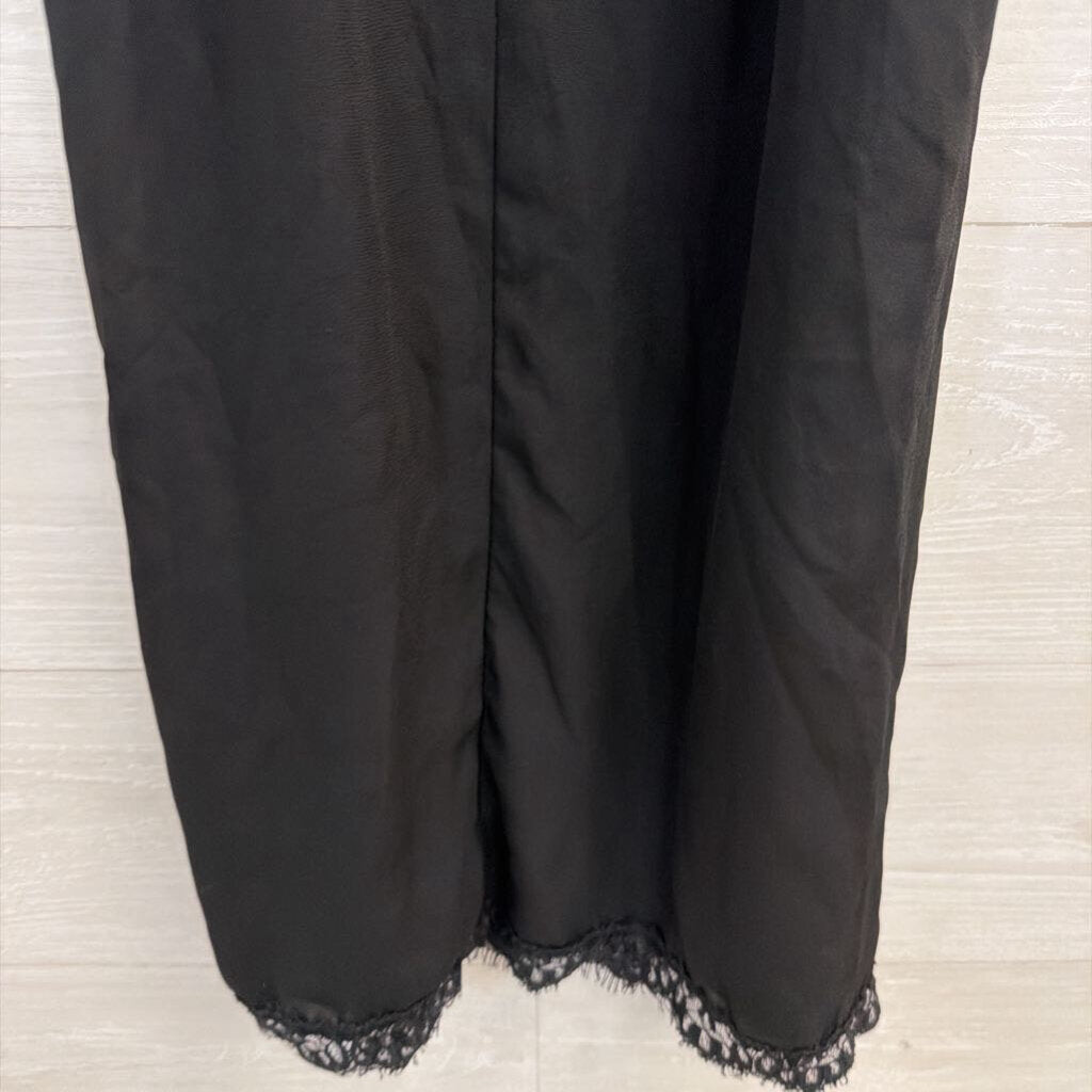 Lulus Black High Neck Lace Hem Dress Extra Small