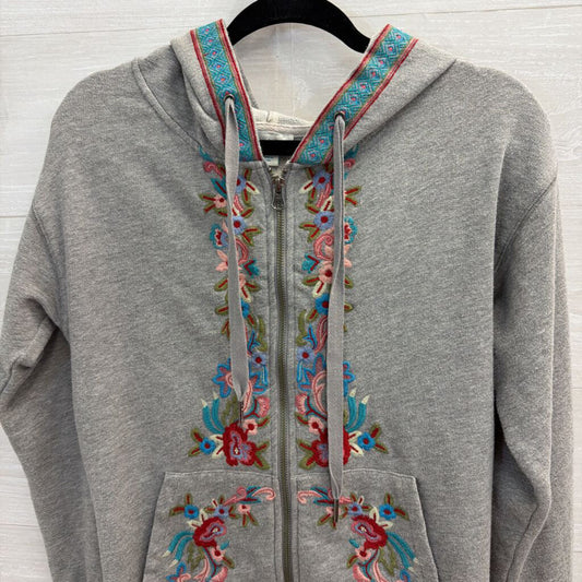 Sundance Grey/ Multi Embroidered Zip Up Hooded Jacket Extra Small
