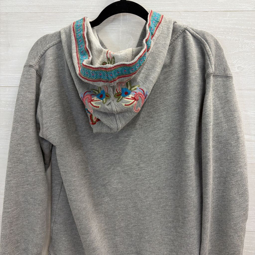 Sundance Grey/ Multi Embroidered Zip Up Hooded Jacket Extra Small