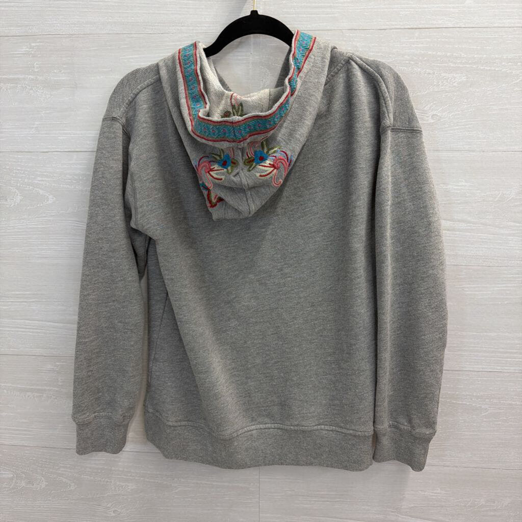Sundance Grey/ Multi Embroidered Zip Up Hooded Jacket Extra Small
