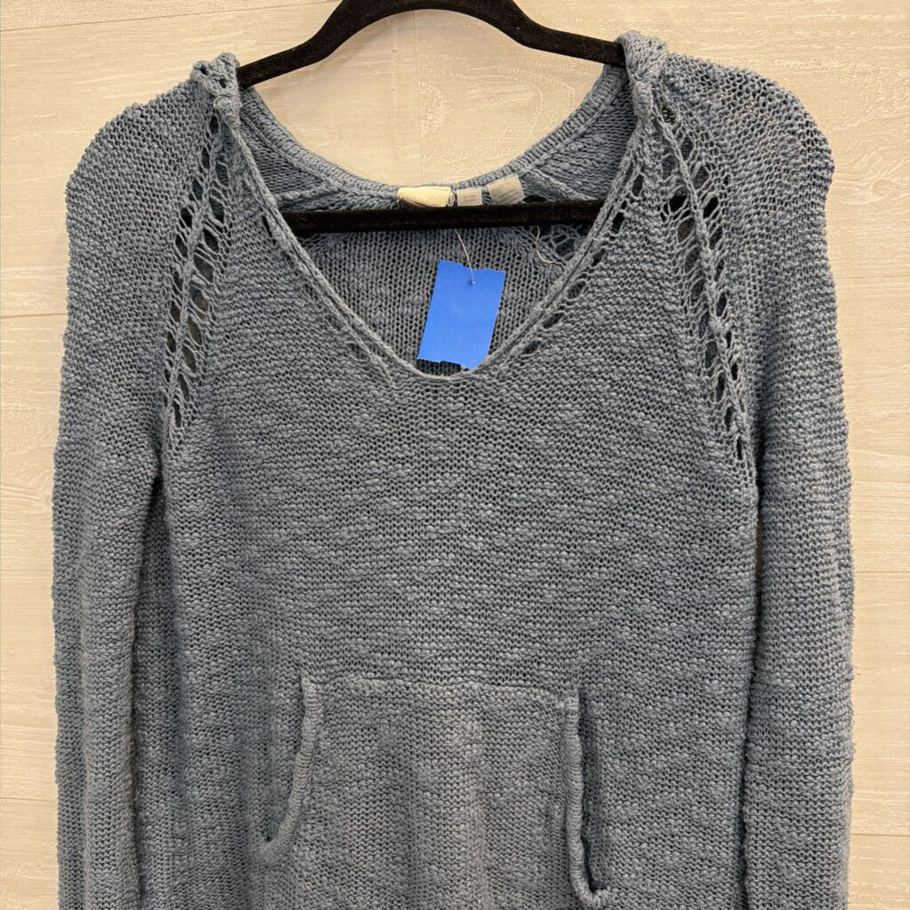 Roxy Blue Knit Long Sleeve Hooded Pullover Extra Small